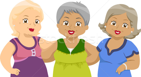 Vrienden illustratie dame ouderen race Stockfoto © lenm