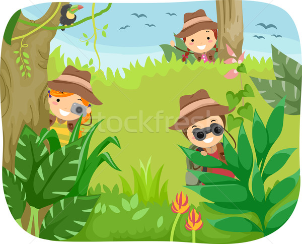 孩子們 叢林 冒險 插圖 森林 孩子 商業照片 © lenm