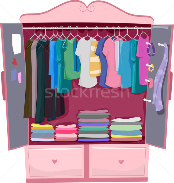 Rózsaszín illusztráció ruhásszekrény tele divat digitális Stock fotó © lenm