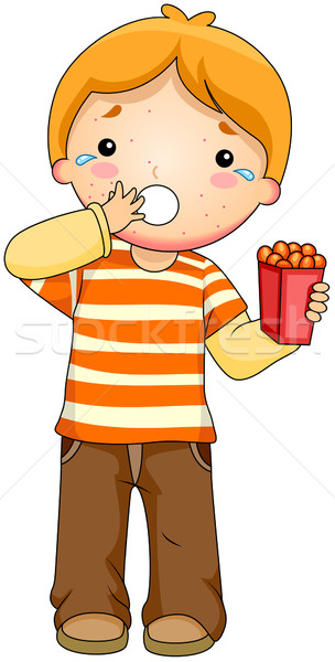 продовольствие аллергия иллюстрация Kid аллергический мальчика Сток-фото © lenm
