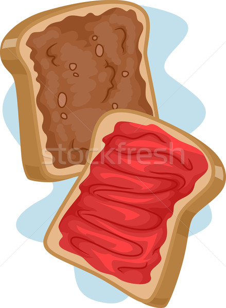 Foto d'archivio: Burro · di · arachidi · gelatina · sandwich · illustrazione · colazione · jam