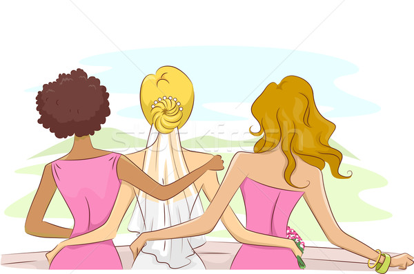 女孩 新娘 背面 後視圖 插圖 婚禮 商業照片 © lenm