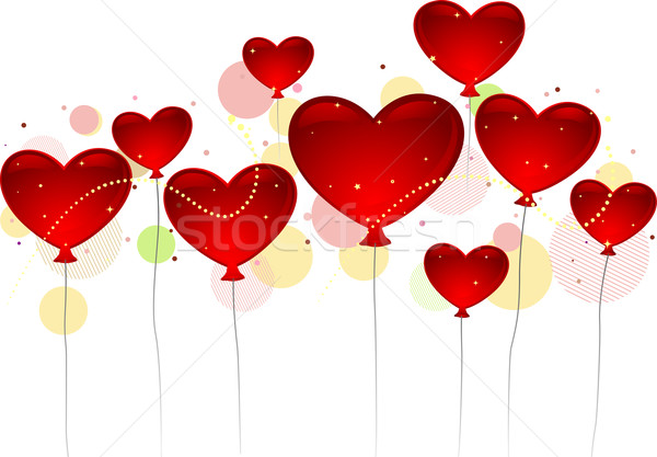 Valentin nap léggömbök illusztráció lebeg levegő piros Stock fotó © lenm