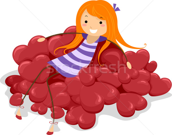 [[stock_photo]]: Coeur · coussin · illustration · fille