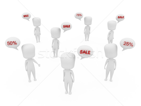 Vásár 3d illusztráció emberek beszélnek vásárlás száj beszél Stock fotó © lenm