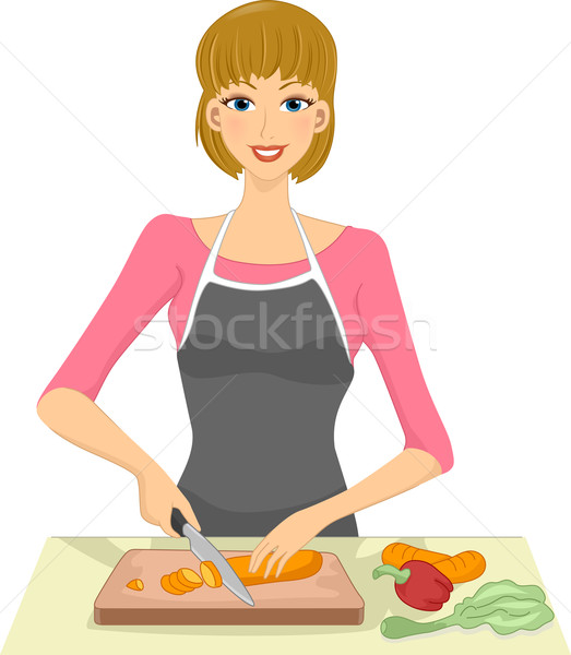 Meisje groenten illustratie vrouw voedsel Stockfoto © lenm