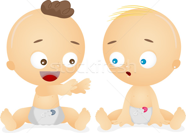 Bebés hablar otro ilustración masculina femenino Foto stock © lenm