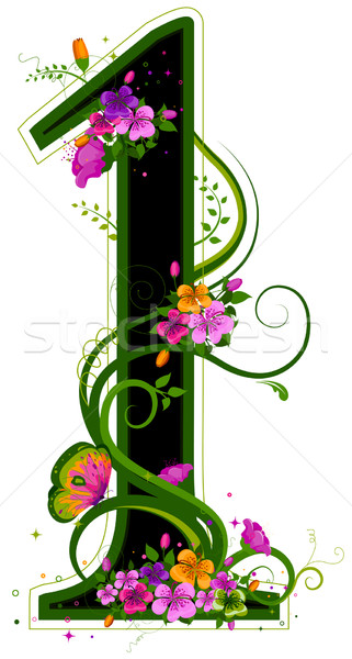 Zdjęcia stock: Kwiatowy · numery · Motyl · projektu · winorośli