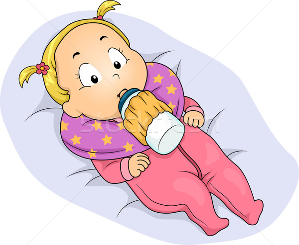 Baby Girl Milk Bottle Holder vector illustration © lenm (#4330652