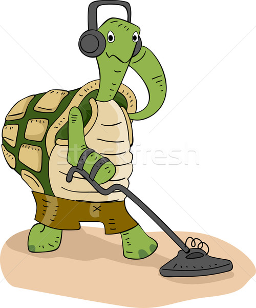 Foto stock: Tortuga · metal · detector · ilustración · cute · suelo