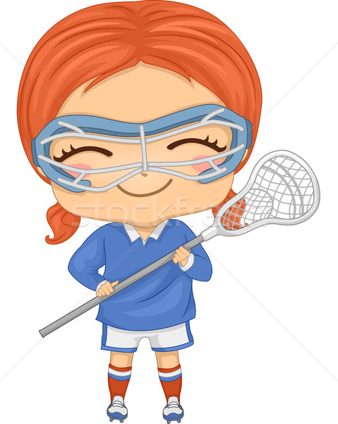 Foto d'archivio: Lacrosse · ragazza · illustrazione · attrezzi · sport · kid