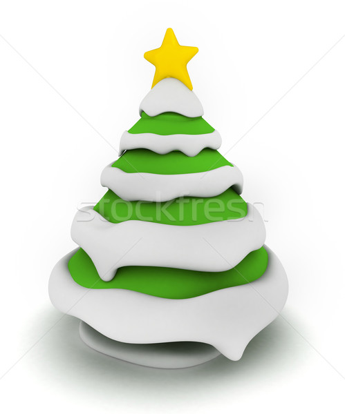 Karácsonyfa terv 3d illusztráció fedett hó karácsony Stock fotó © lenm