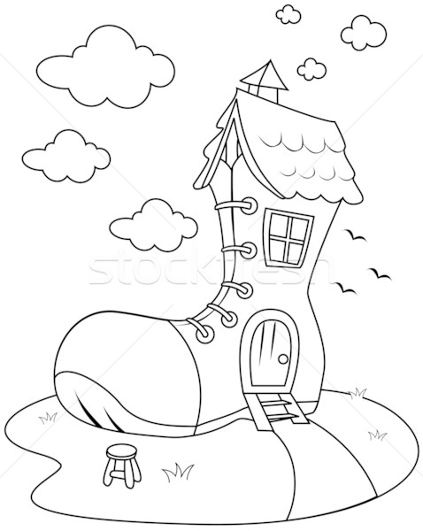 Line Art Shoe House Stock photo © lenm