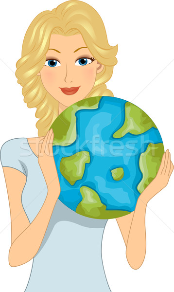 Stockfoto: Illustratie · vrouw · vieren · water · wereld