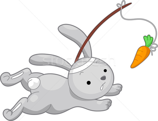 Iepure funcţionare morcov ilustrare bunny desen animat Imagine de stoc © lenm