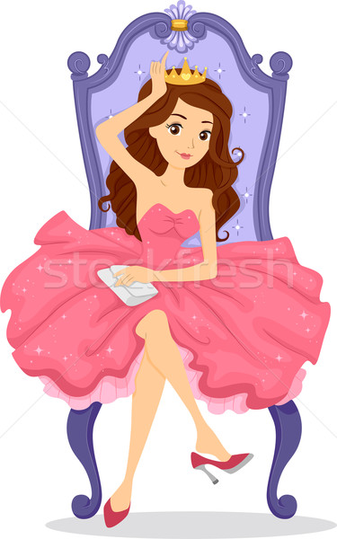 舞會 女王 寶座 插圖 坐在 女子 商業照片 © lenm