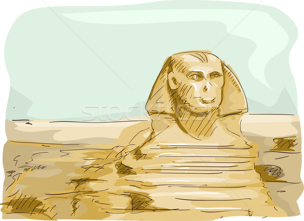 Egipt ilustracja Sfinks giza podróży cartoon Zdjęcia stock © lenm
