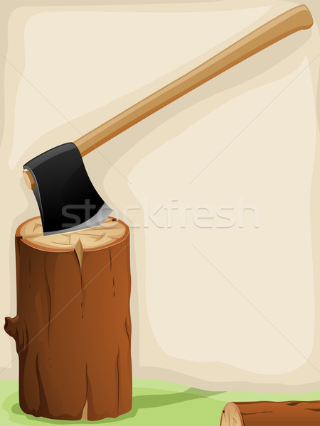 Ax Illustration Stück Tool Wald geschnitten Stock foto © lenm