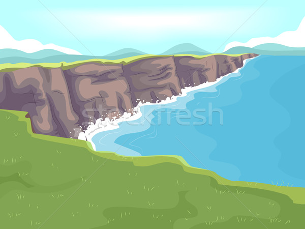 Szirt illusztráció hosszú mészkő tenger környezet Stock fotó © lenm
