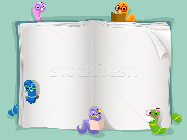 Könyv illusztráció nyitott könyv keret tanulás tanul Stock fotó © lenm