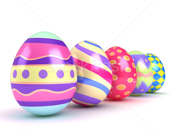 Paskalya yumurtası 3d illustration renkli bahar kutlama 3D Stok fotoğraf © lenm