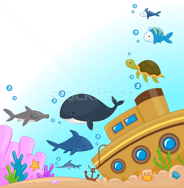 Subaquatique animaux illustration mer fond océan Photo stock © lenm