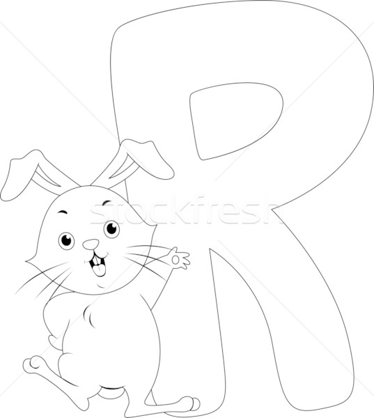 Coloring Page Rabbit Stock photo © lenm
