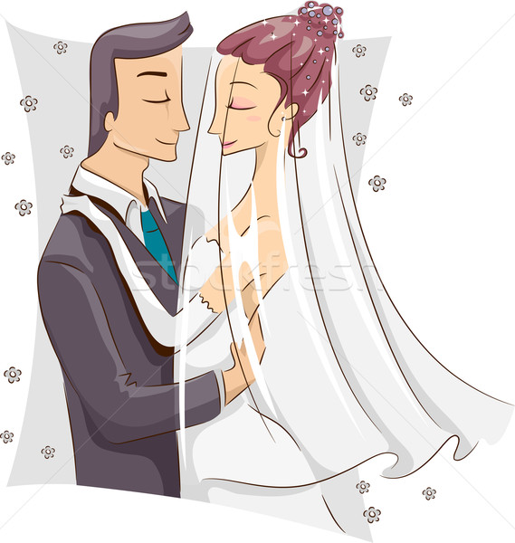 Menyasszony vőlegény illusztráció pár házasság női Stock fotó © lenm