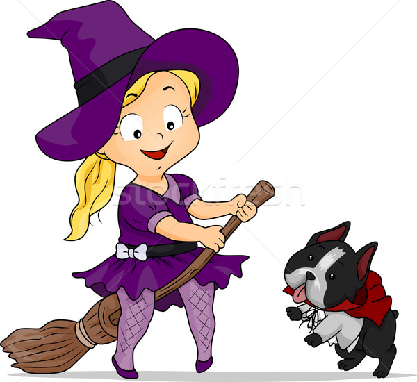 Halloween Costume Witch Girl Stock photo © lenm