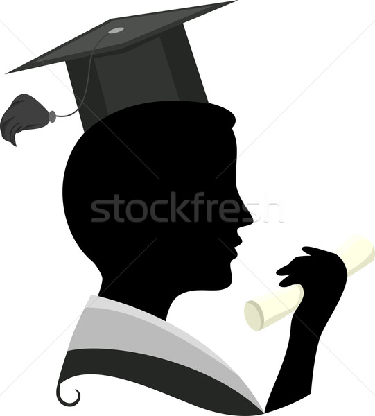 érettségi sziluett illusztráció férfi visel jelmez Stock fotó © lenm