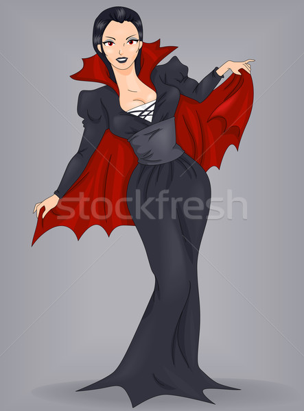 Pinup lány vámpír illusztráció nő jelmez Stock fotó © lenm