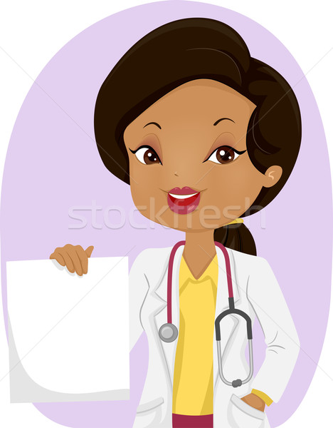 Foto stock: Menina · médico · manter · prescrição · ilustração