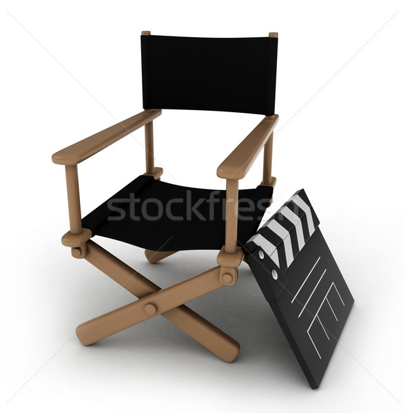 Stuhl 3D-Darstellung neben Film Job Bord Stock foto © lenm