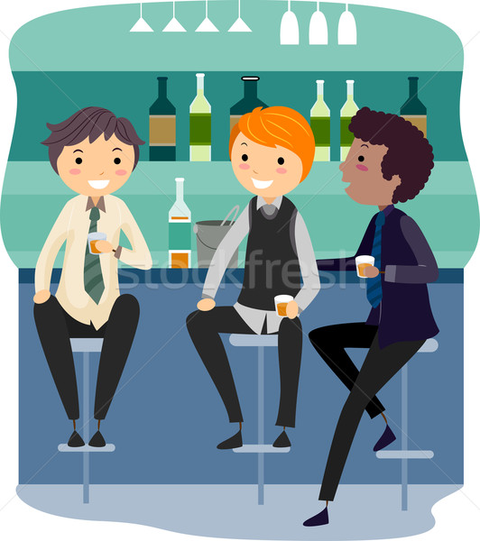 Imagine de stoc: Bar · petrecere · ilustrare · baieti · relaxare · bea