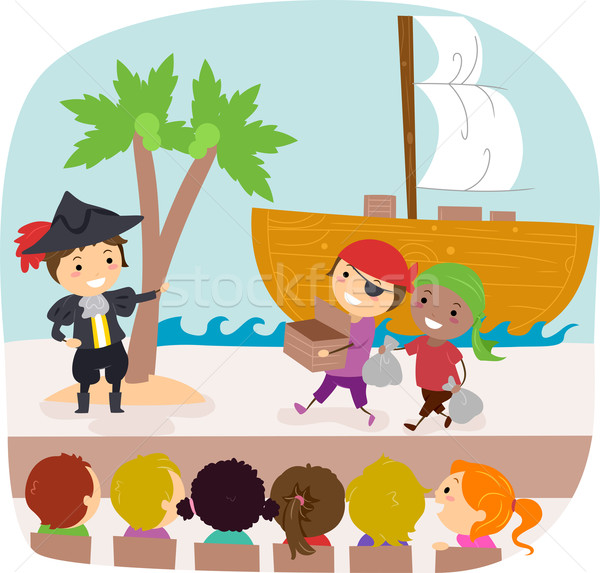 Joacă ilustrare copii copil navă Imagine de stoc © lenm