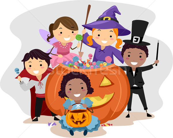 Halloween kinderen illustratie kostuums kind Stockfoto © lenm
