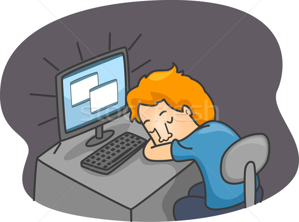 Dormir tipo ilustración ordenador Cartoon masculina Foto stock © lenm