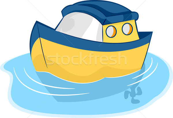 Zabawki łodzi ilustracja żółty niebieski wody Zdjęcia stock © lenm