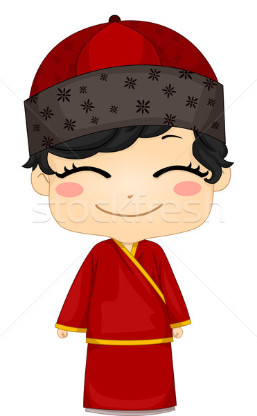 Little Chinese Boy Wearing National Costume Changsam Stock photo © lenm