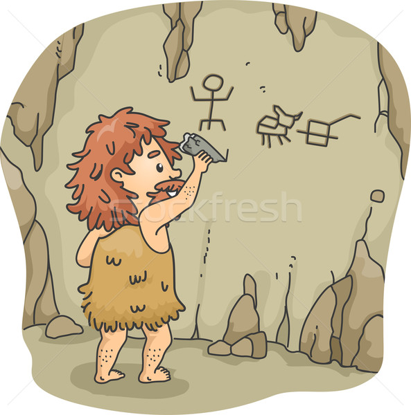 Jaskiniowiec sztuki ilustracja ściany jaskini kawałek Zdjęcia stock © lenm