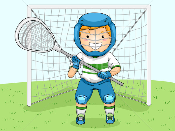 Lacrosse kapus fiú illusztráció viselet sportok Stock fotó © lenm