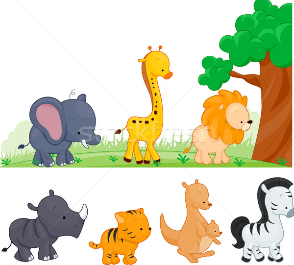 Animaux uni illustration animaux marche tigre Photo stock © lenm