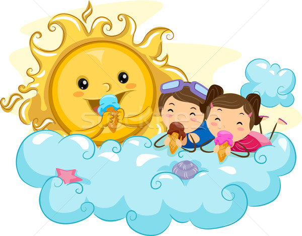 Zamrożone radość ilustracja dzieci jedzenie lody Zdjęcia stock © lenm