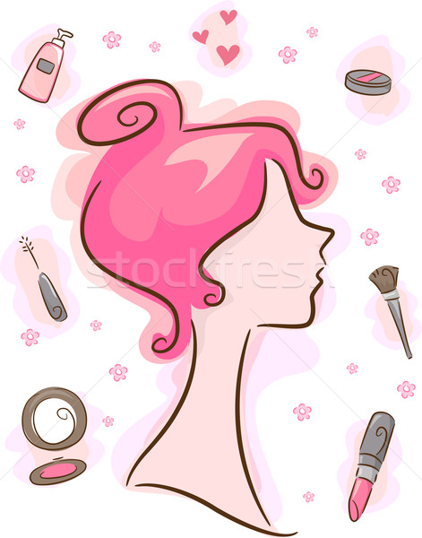 Maquillage illustration cosmétiques femme mode Photo stock © lenm