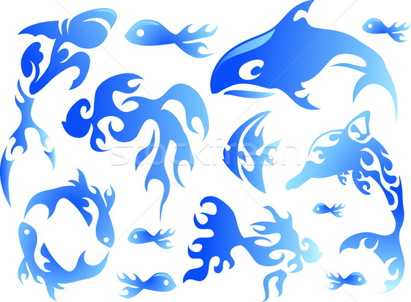 Flamy Sea Creature Designs Stock photo © lenm