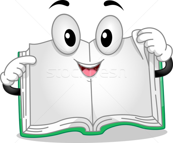 Offenes Buch Maskottchen Illustration Buch Seiten Bildung Stock foto © lenm