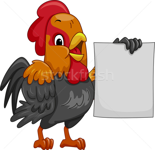 Hahn Maskottchen Illustration halten Huhn Tier Stock foto © lenm