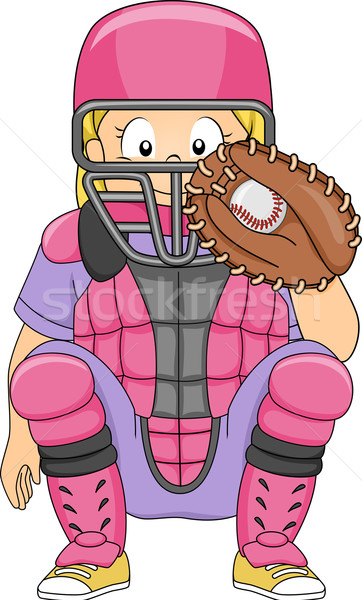 Baseball Catcher Girl Position Stock photo © lenm