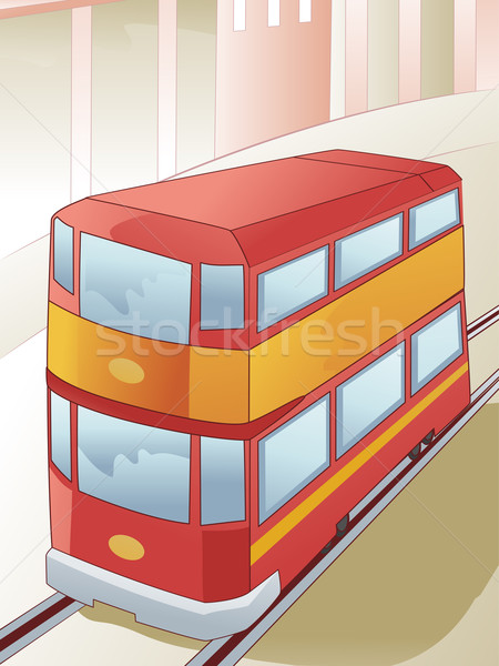 Doble tranvía ilustración ferrocarril tren fondo Foto stock © lenm