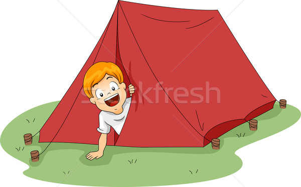 лагерь палатки иллюстрация мальчика ребенка мужчины Сток-фото © lenm